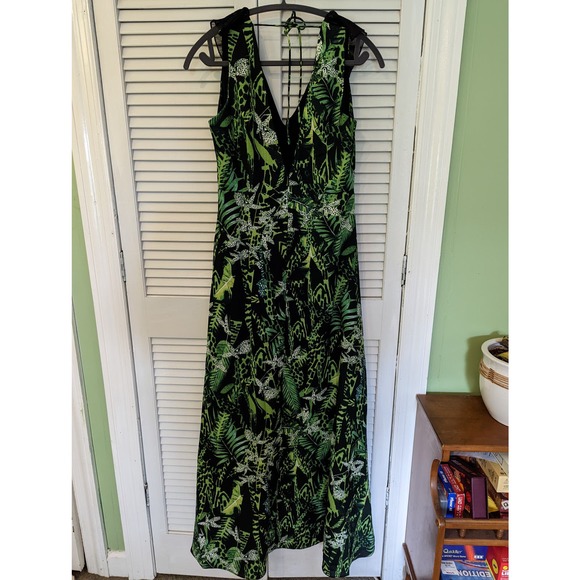 NWT Foxiedox x Anthropologie Green Multicolor Ruffle Maxi Dress - Picture 4 of 8